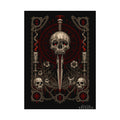 Dark Skull Dagger Poster — Gothic Watercolor Matte Wall Art
