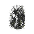 Gothic Nature Woman Kiss-Cut Sticker — Dark Botanical Art Decal