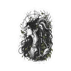 Gothic Nature Woman Kiss-Cut Sticker — Dark Botanical Art Decal