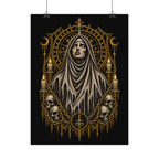 Gothic Nun Skull Art Poster — Dark Occult Watercolor Matte Print