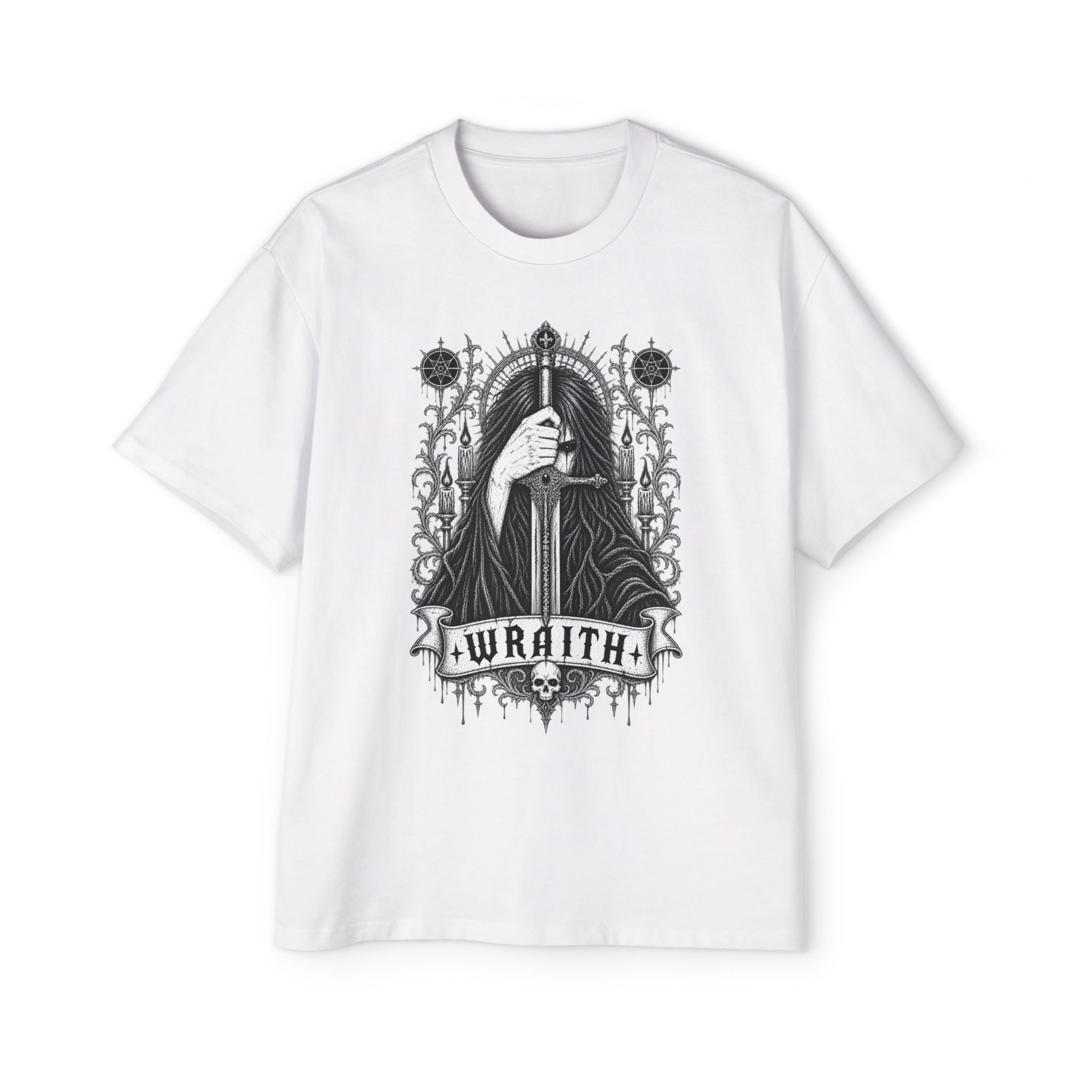 Wraith Graphic Tee — Gothic Skull Sword Design