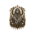 Gothic Nun & Skulls Kiss-Cut Sticker — Occult Vintage Emblem
