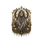 Gothic Nun & Skulls Kiss-Cut Sticker — Occult Vintage Emblem