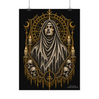 Gothic Veiled Figure Poster — Occult Skull Art Print (Textured Watercolor Matte)