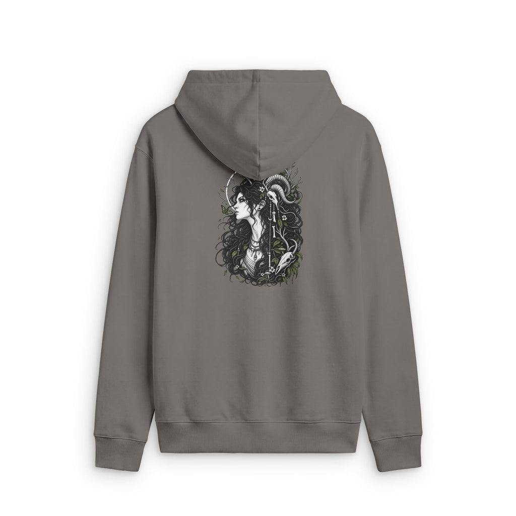 Zip Hoodie — Gothic Siren Back Graphic Faded Zip-Up Hoodie