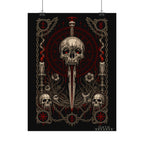 Dark Skull Dagger Poster — Gothic Watercolor Matte Wall Art