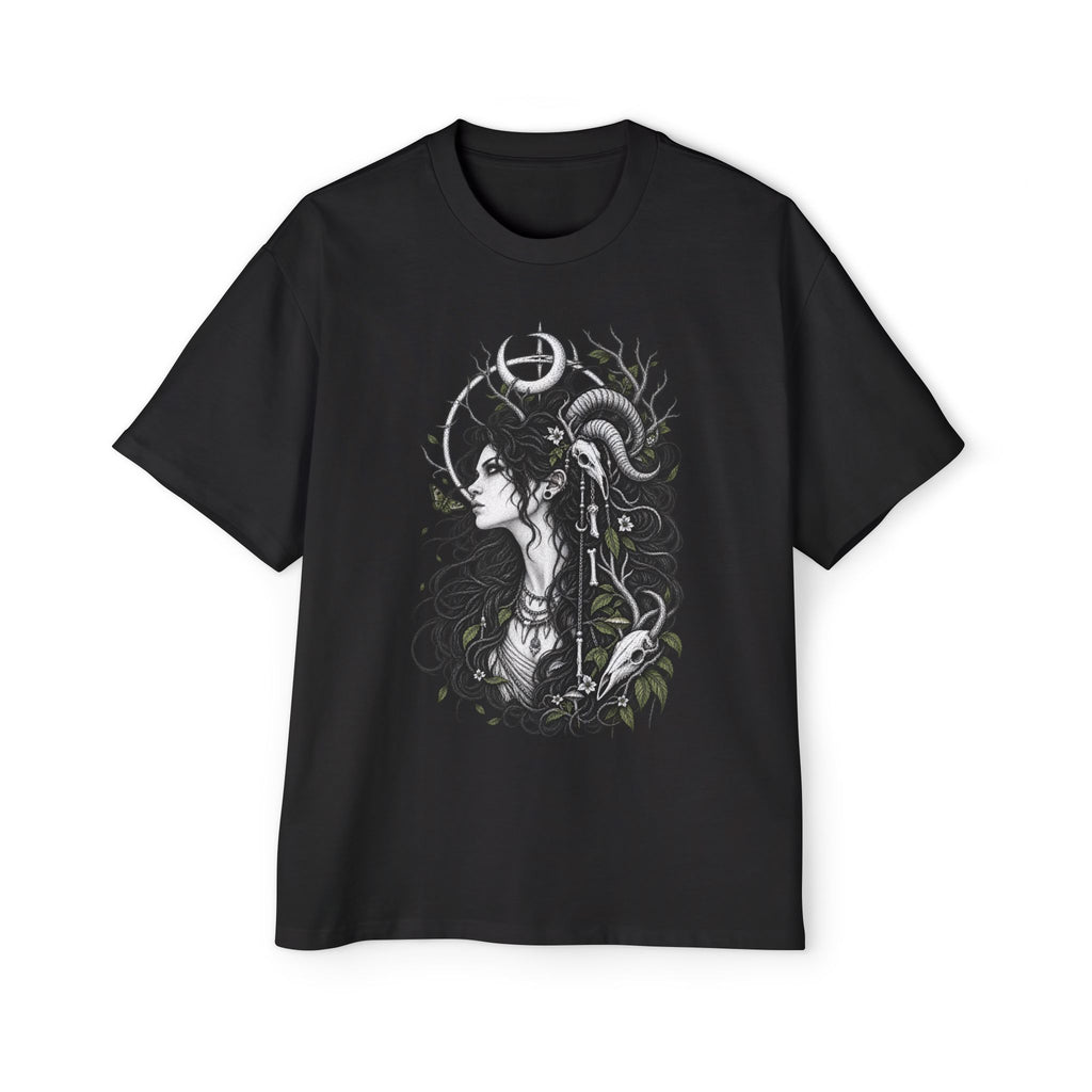 Oversized Graphic Tee — Gothic Woman Key Illustration