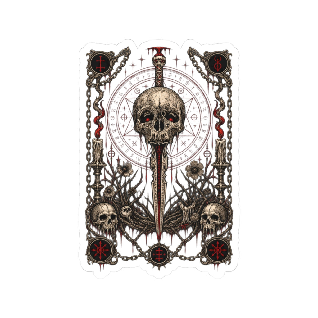 Occult Skull & Dagger Kiss-Cut Sticker — Gothic Tarot-Inspired Decal