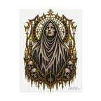 Gothic Nun Skull Art Poster — Textured Watercolor Matte Print