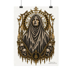 Gothic Nun Skull Art Poster — Textured Watercolor Matte Print