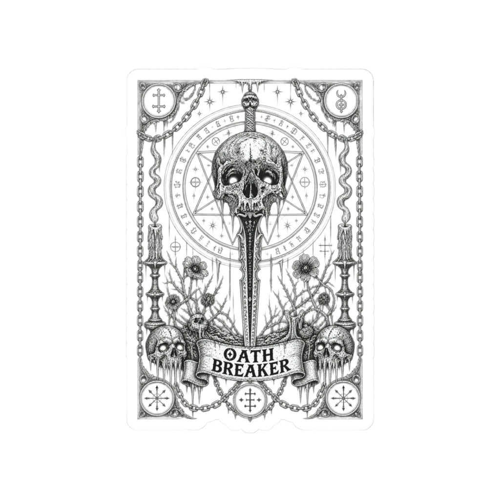 Oath Breaker Skull Dagger Sticker — Gothic Tarot-Style Kiss-Cut Decal