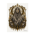 Gothic Nun Skull Art Poster — Textured Watercolor Matte Print