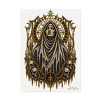 Gothic Nun Skull Art Poster — Textured Watercolor Matte Print