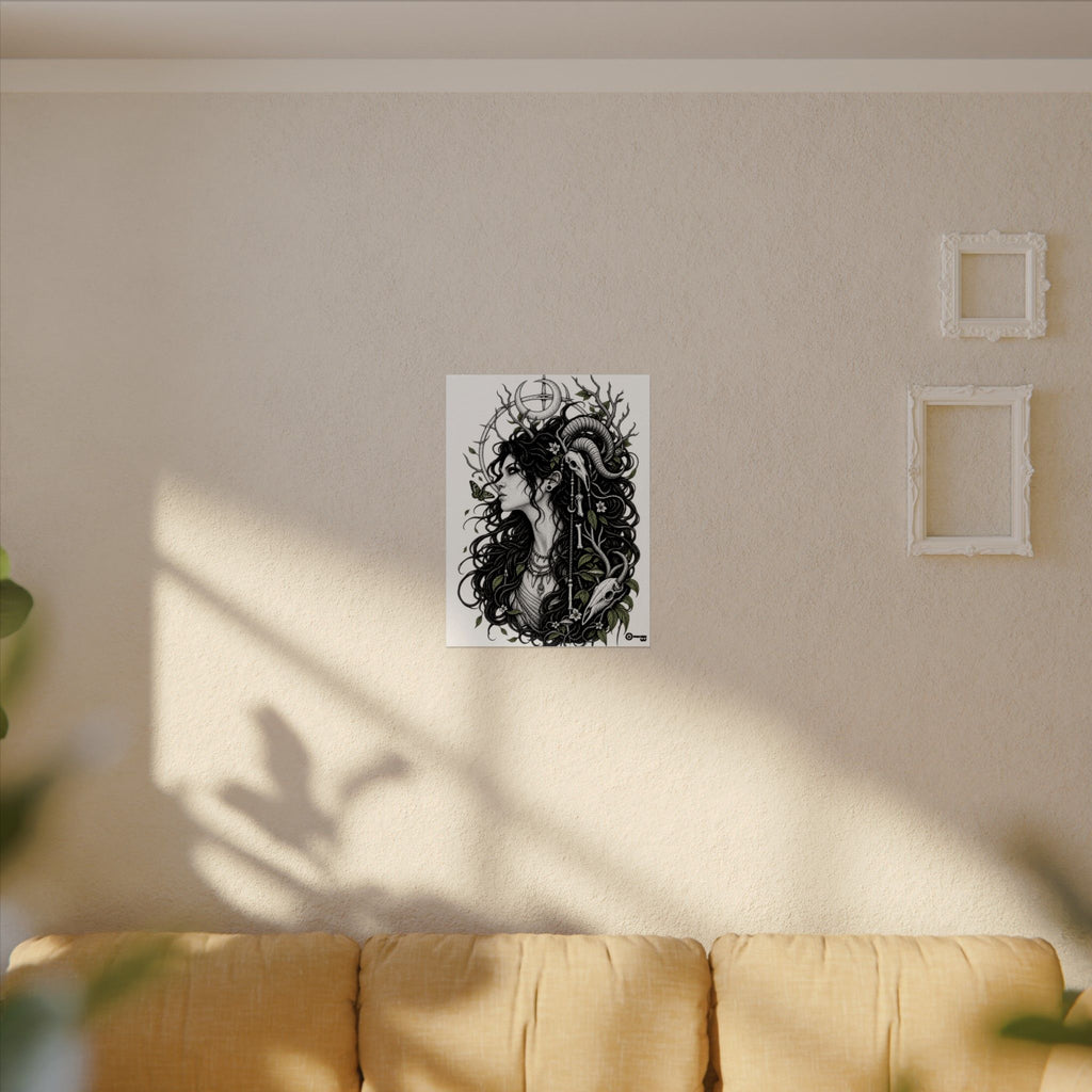 Occult Goddess Art Poster — Textured Watercolor Matte Print