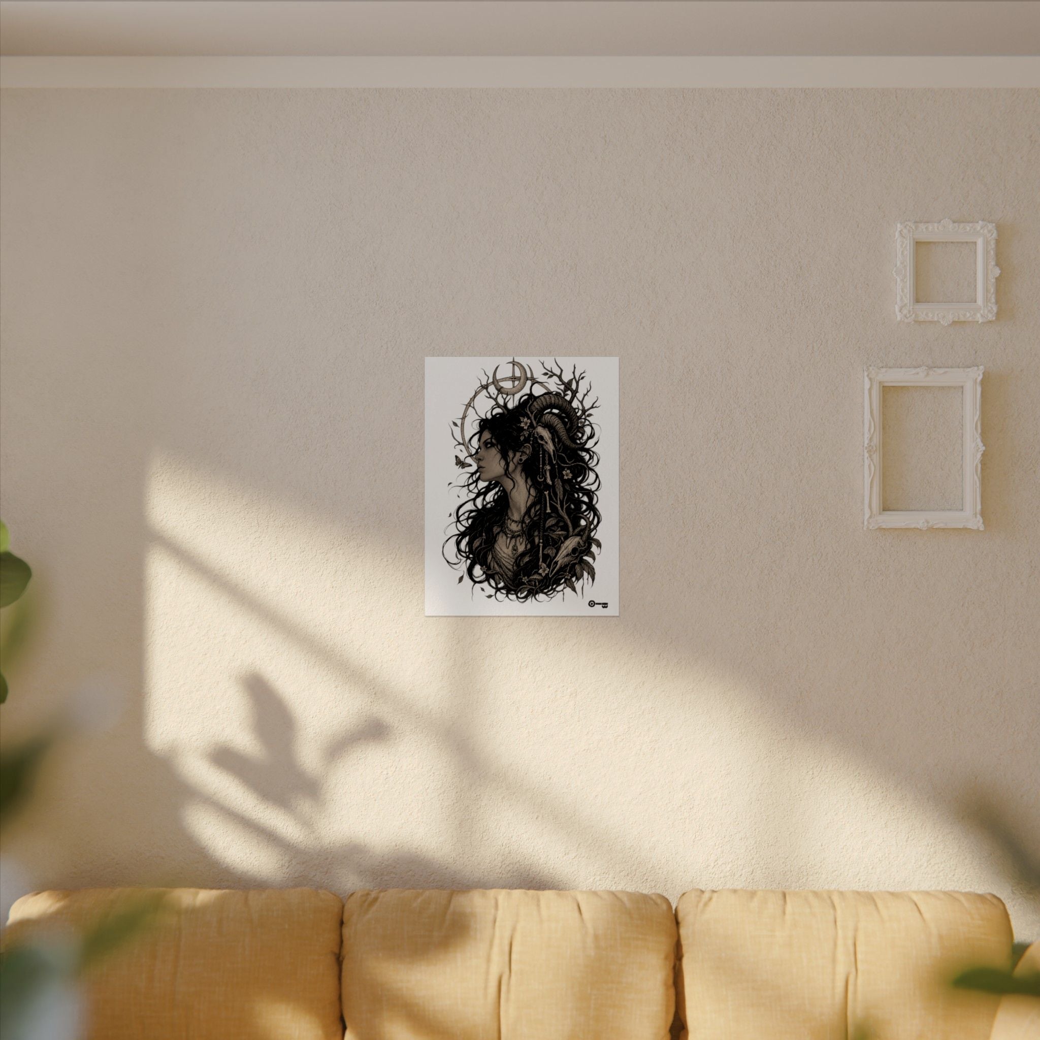 Mystic Ram Goddess Poster — Textured Watercolor Matte Art Print