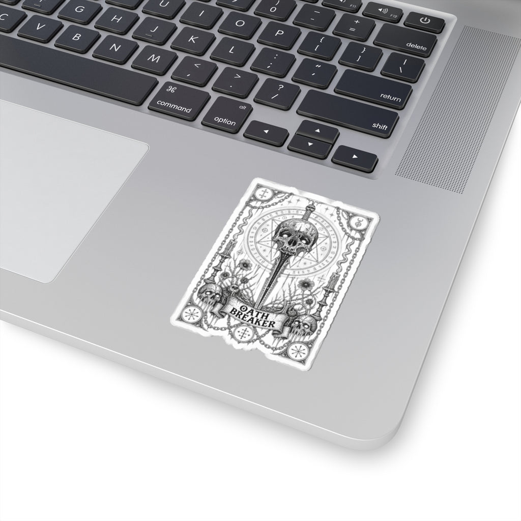 Oath Breaker Skull Dagger Sticker — Gothic Tarot-Style Kiss-Cut Decal