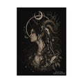 Gothic Moon Goddess Matte Poster — Textured Watercolor Oathbreaker Art