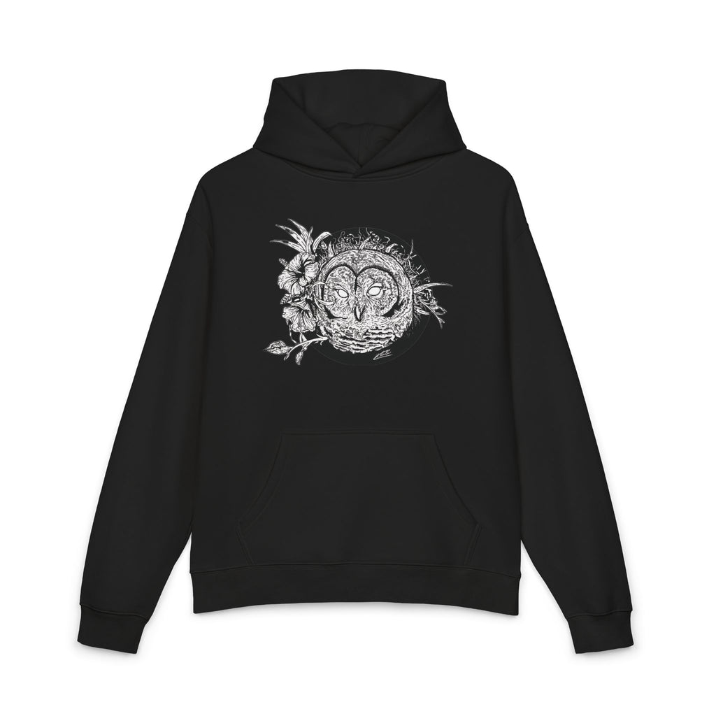 Owl Floral Hoodie — Gothic Botanical Graphic Hoodie
