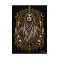 Gothic Veiled Figure Poster — Occult Skull Art Print (Textured Watercolor Matte)