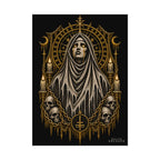 Gothic Veiled Figure Poster — Occult Skull Art Print (Textured Watercolor Matte)