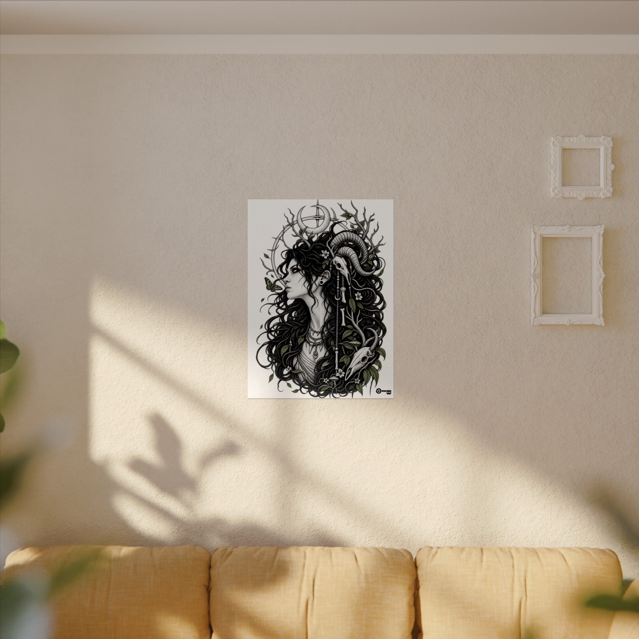 Occult Goddess Art Poster — Textured Watercolor Matte Print