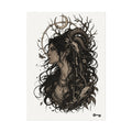Mystic Ram Goddess Poster — Textured Watercolor Matte Art Print