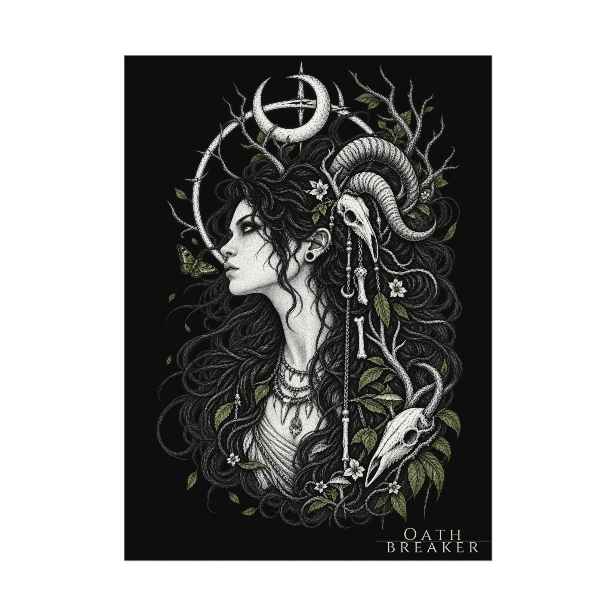 Occult Goddess Art Poster — 'Oathbreaker' Watercolor Matte Print