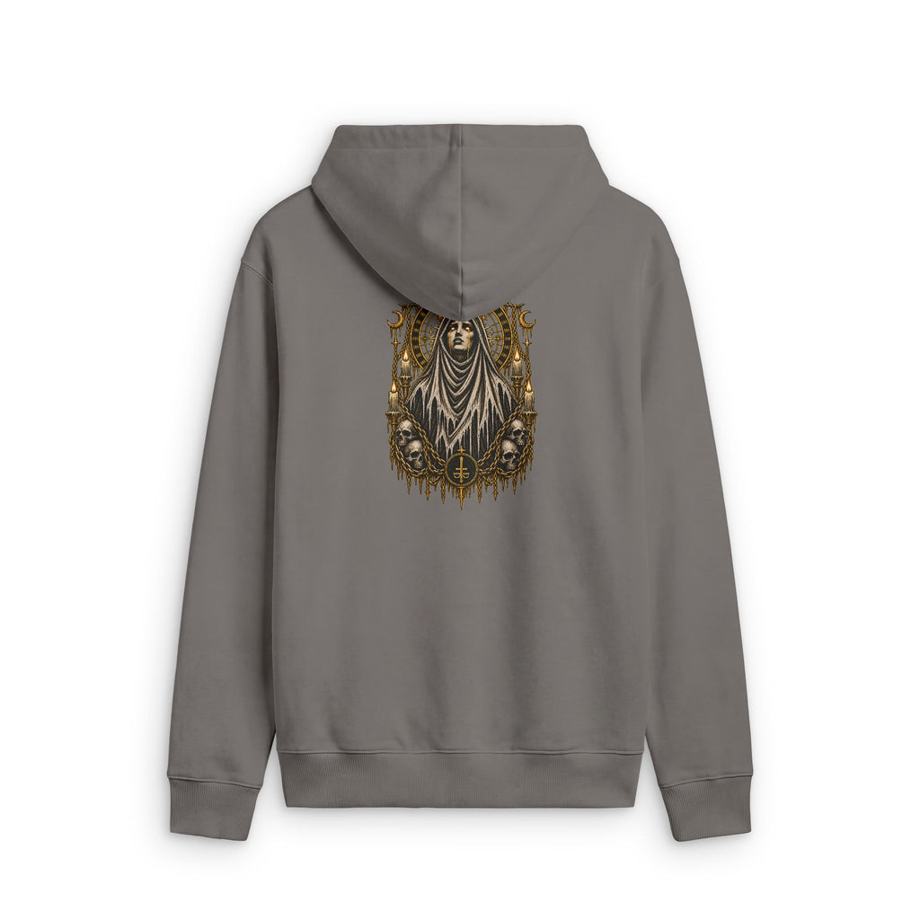 Gothic Queen Zip Hoodie — Ornate Dark Illustration Back Print