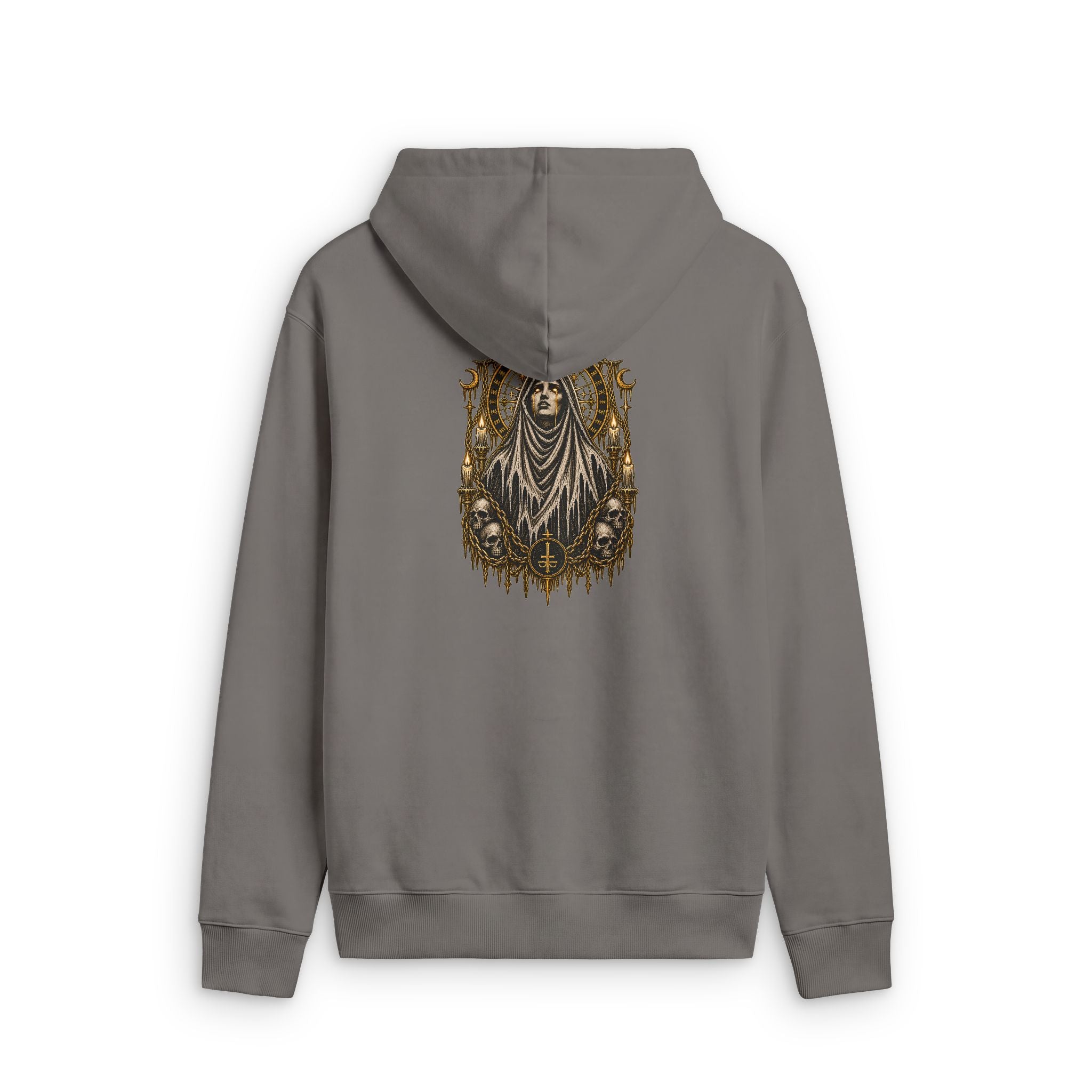 Gothic Queen Zip Hoodie — Ornate Dark Illustration Back Print