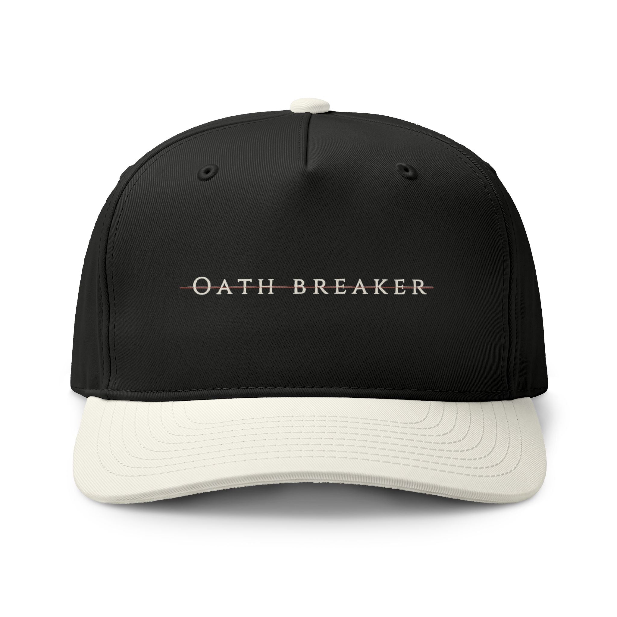 Oath Breaker Two-Tone Cap — Minimalist Text Trucker Hat