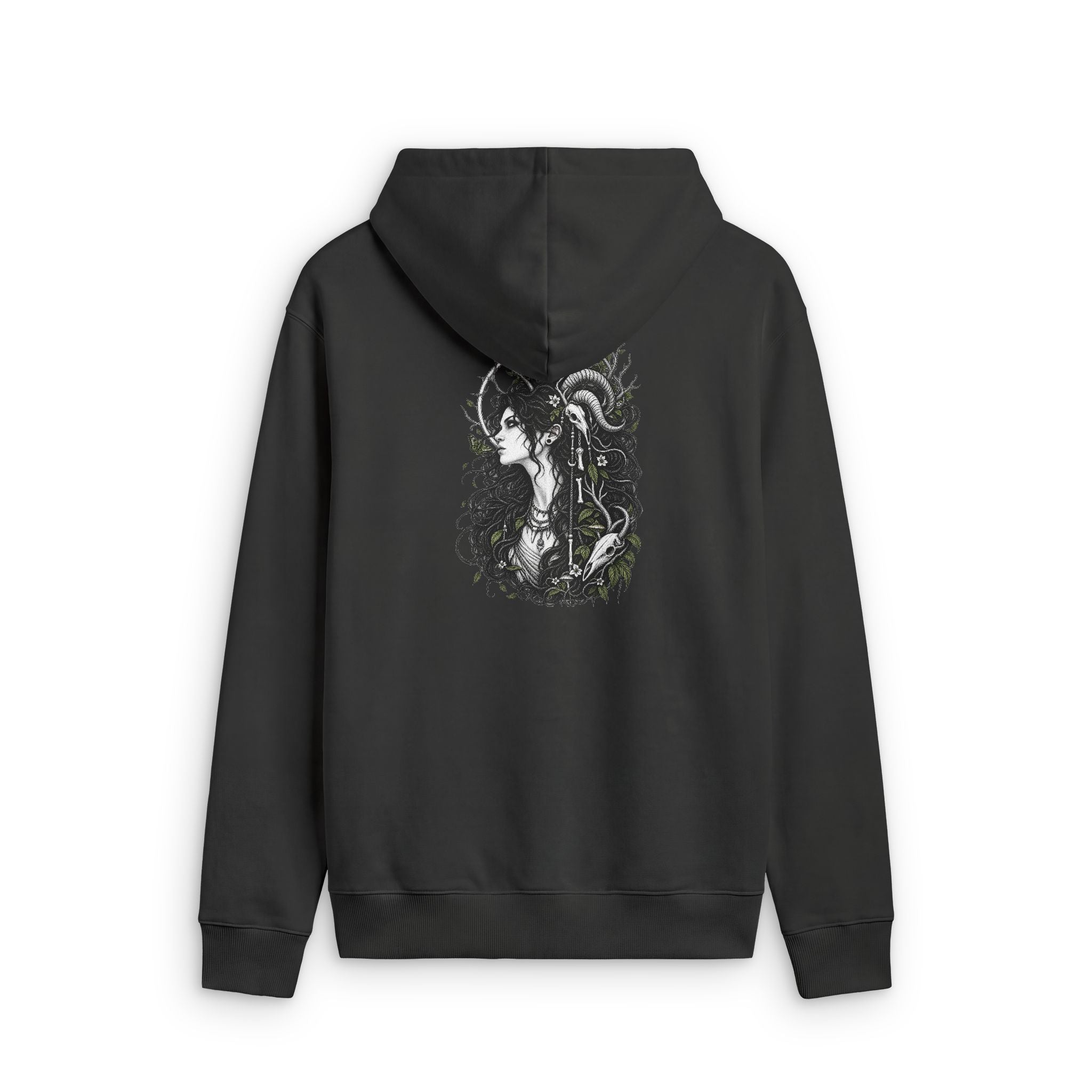 Zip Hoodie — Gothic Siren Back Graphic Faded Zip-Up Hoodie