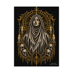 Gothic Veiled Figure Poster — Occult Skull Art Print (Textured Watercolor Matte)