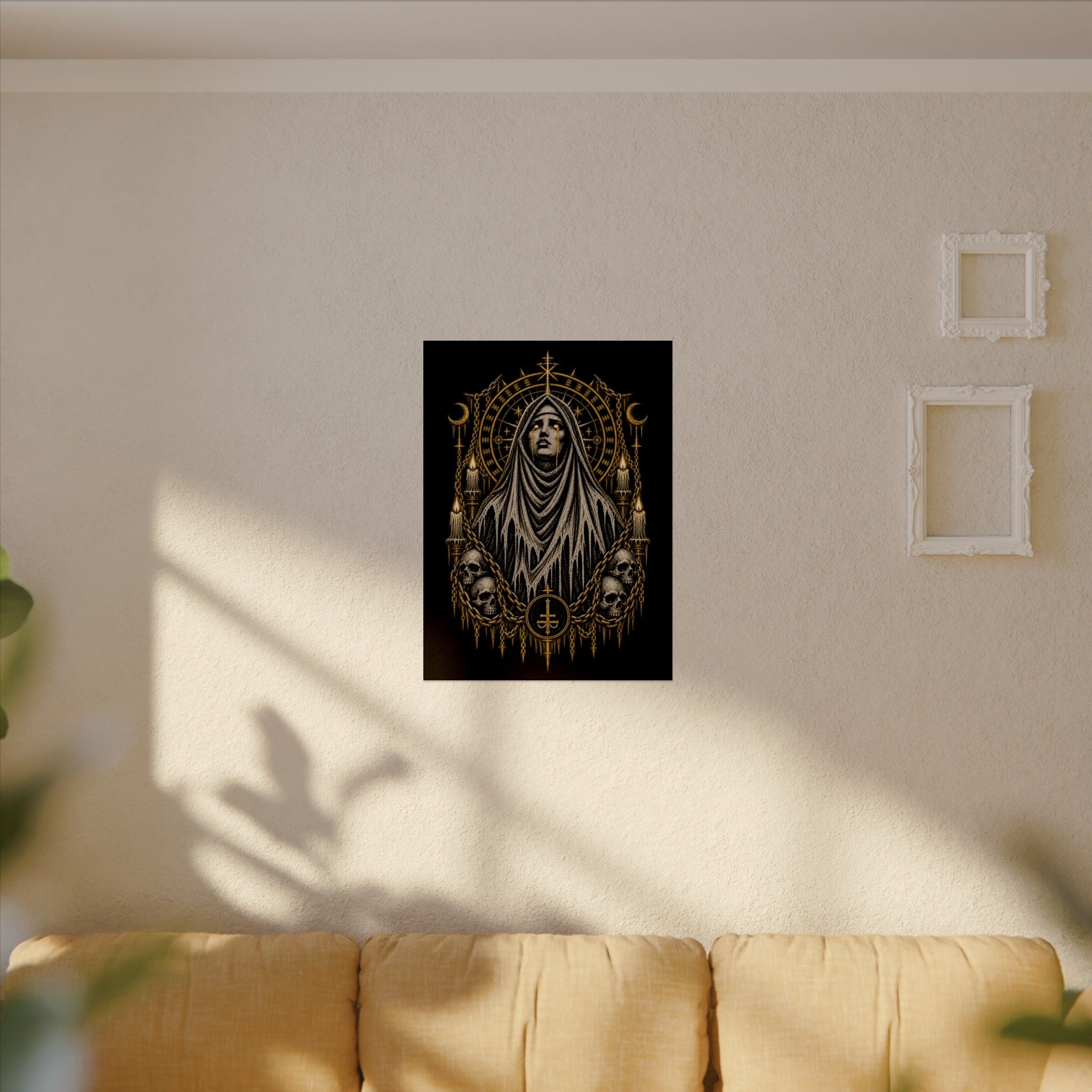 Gothic Nun Skull Art Poster — Dark Occult Watercolor Matte Print