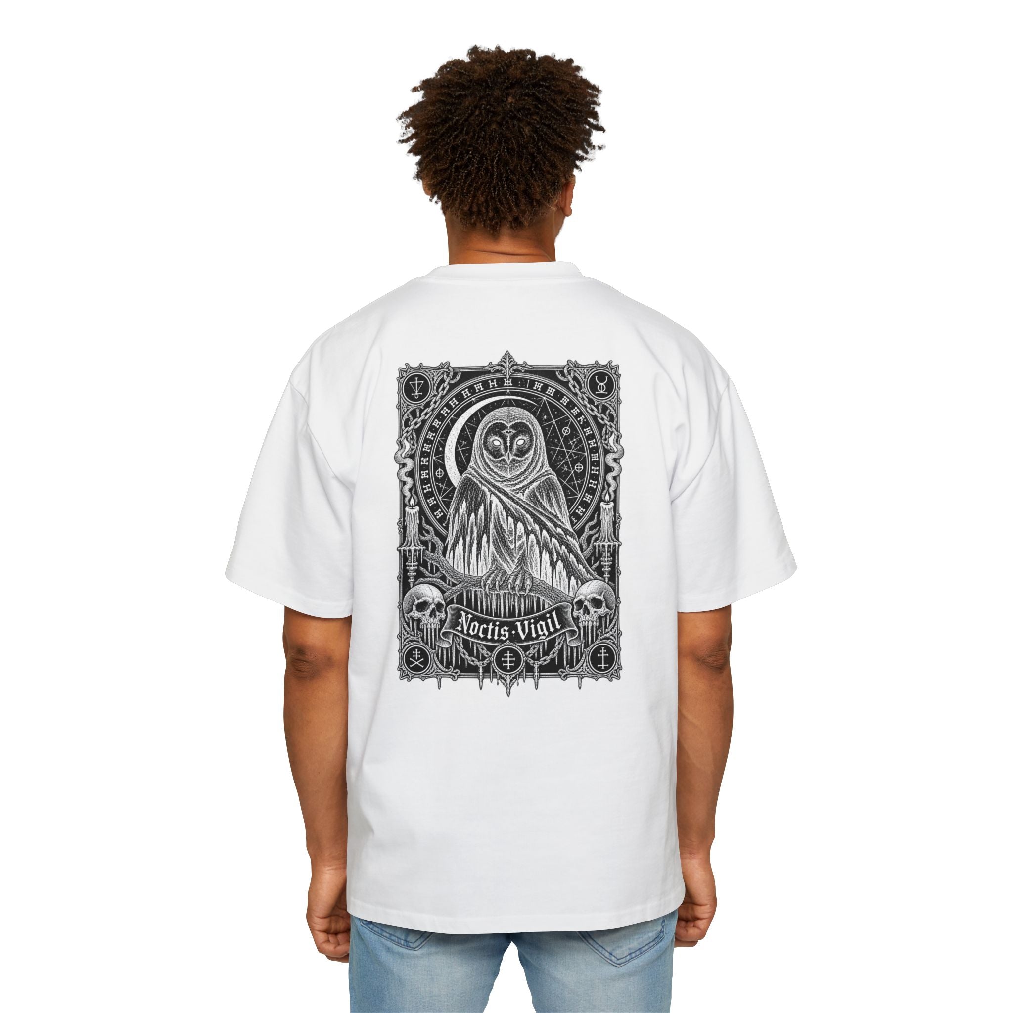 Owl Reaper Graphic Tee — 'Aerius Mort' Oversized Men's T-Shirt