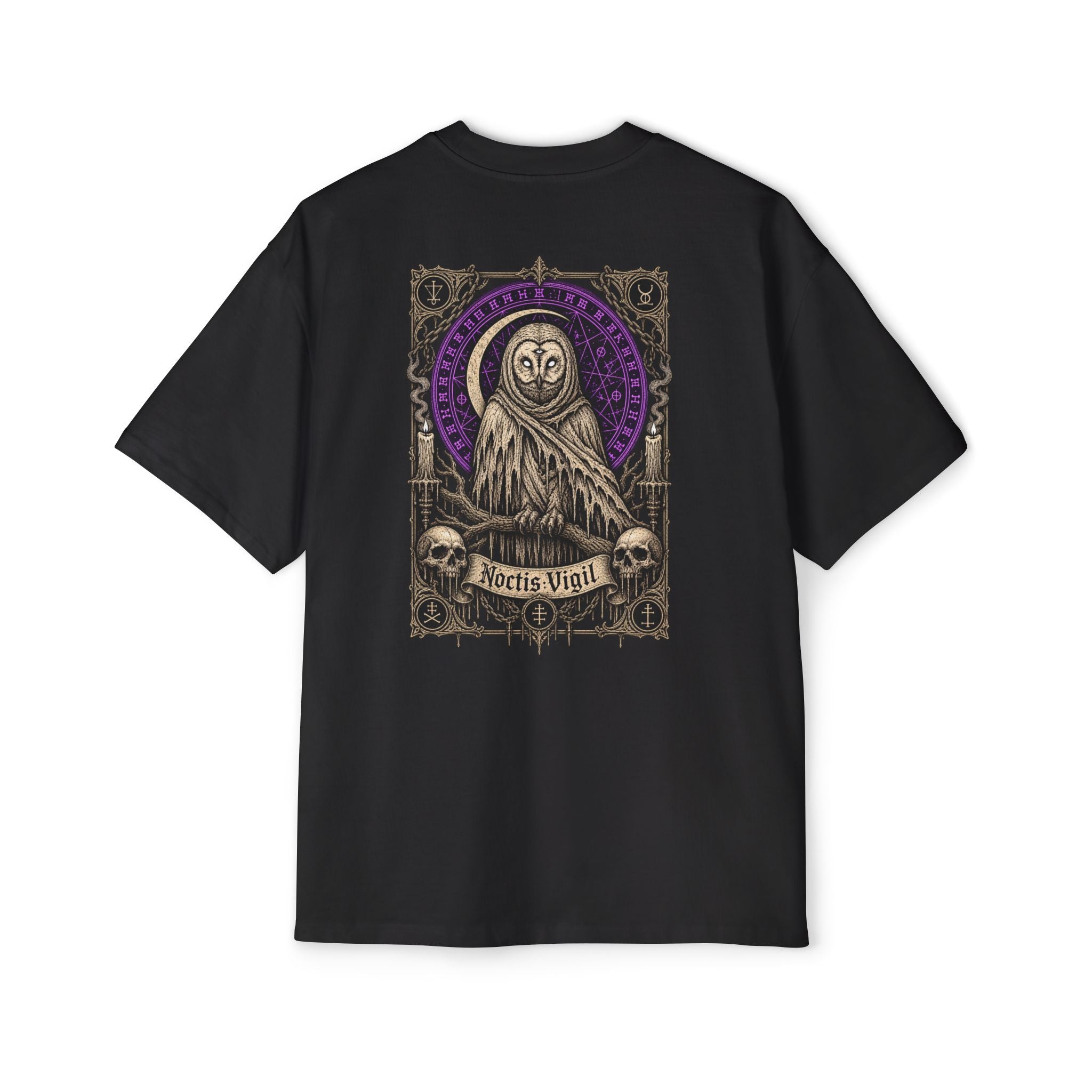 Owl Reaper Graphic Tee — 'Aerius Mort' Oversized Men's T-Shirt