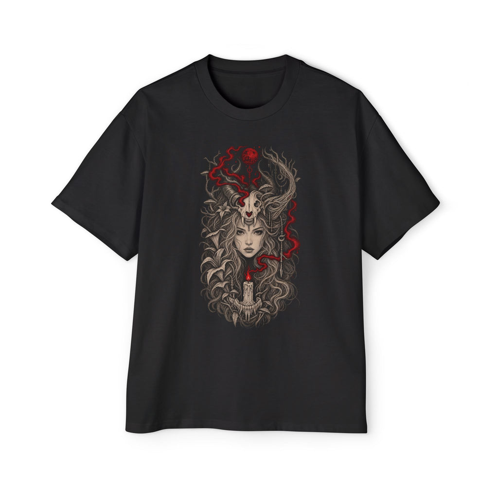 Ritual Skull Graphic Tee — Gothic Snake Head Illustration Oversized T‑Shirt