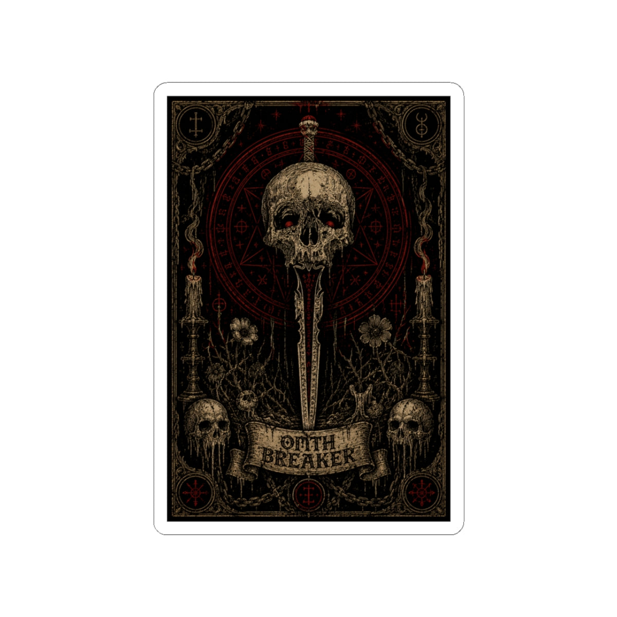 Oath Breaker Skull Sticker — Gothic Dark Fantasy Kiss-Cut Decal