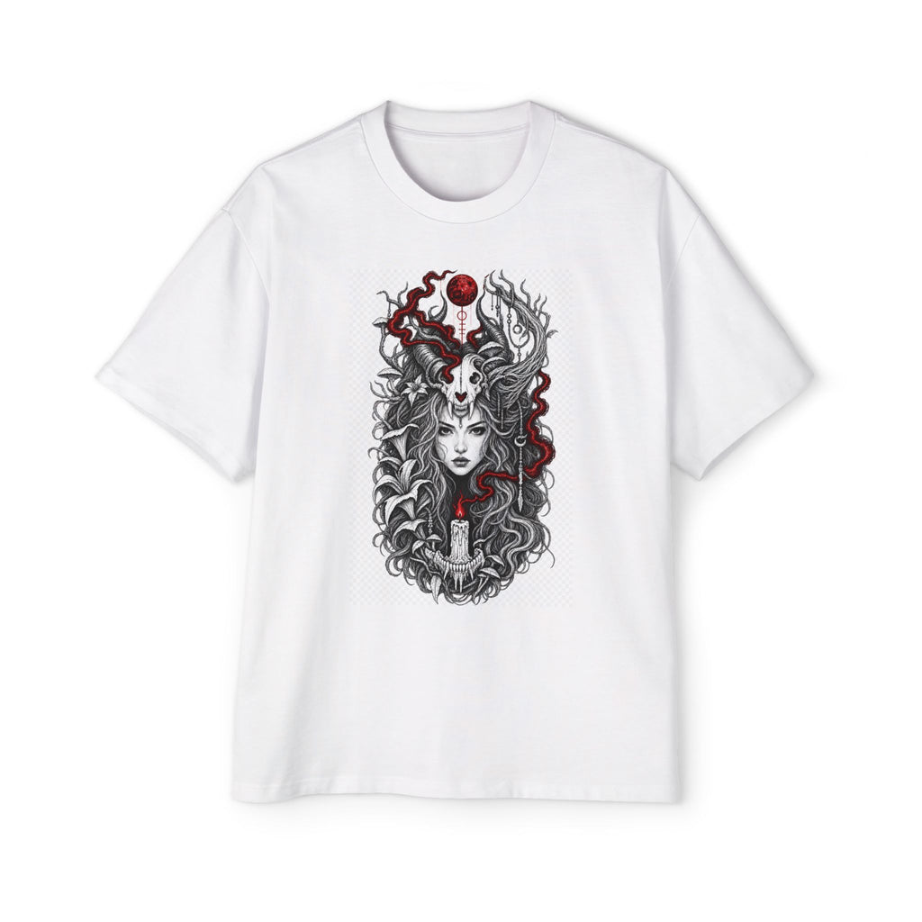 Ritual Skull Graphic Tee — Gothic Snake Head Illustration Oversized T‑Shirt