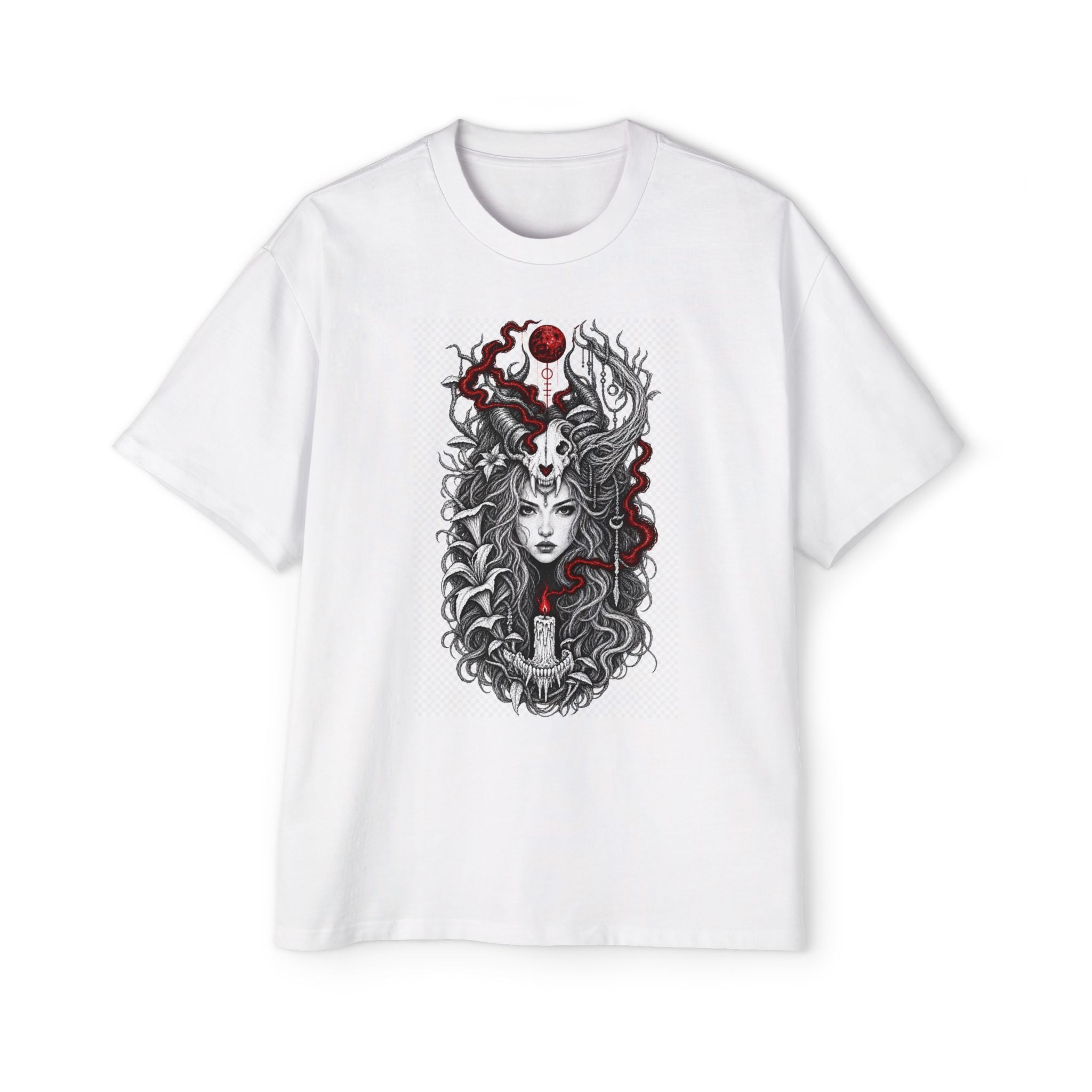 Ritual Skull Graphic Tee — Gothic Snake Head Illustration Oversized T‑Shirt