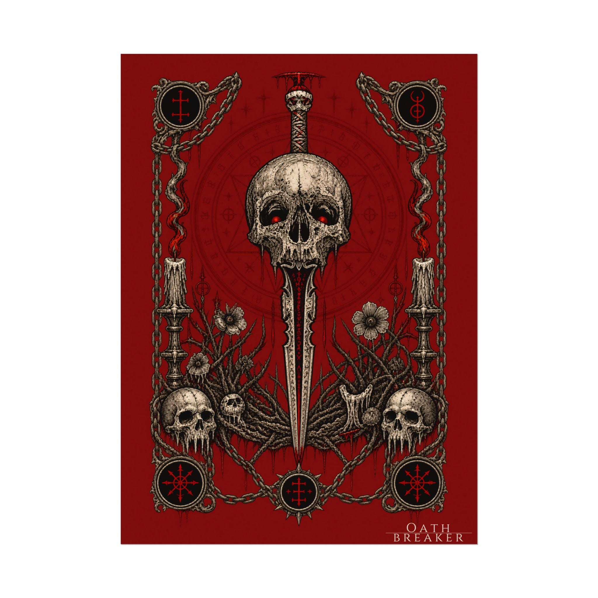 Skull Dagger Art Poster — Dark Gothic Matte Wall Print