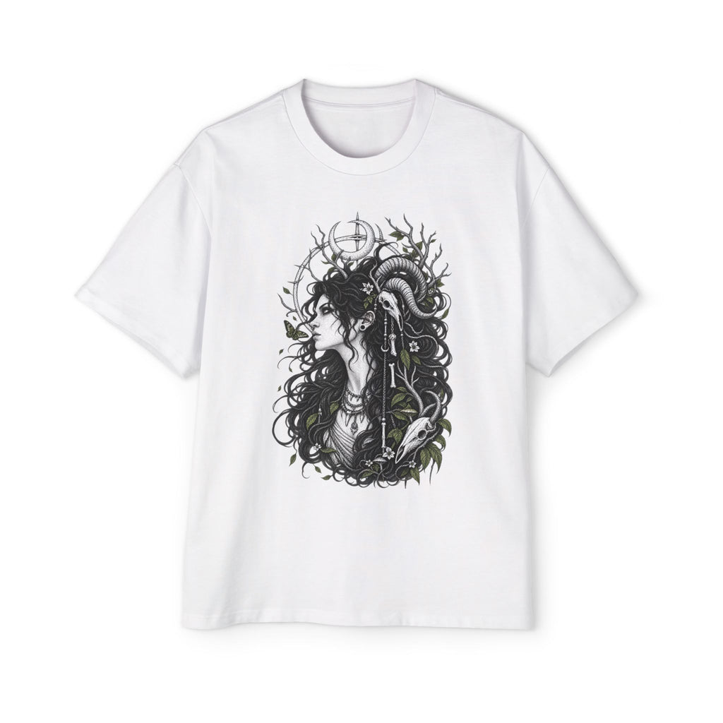 Oversized Graphic Tee — Gothic Woman Key Illustration