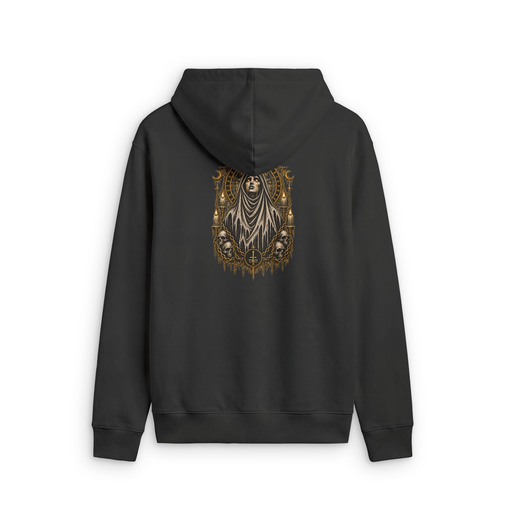 Gothic Queen Zip Hoodie — Ornate Dark Illustration Back Print