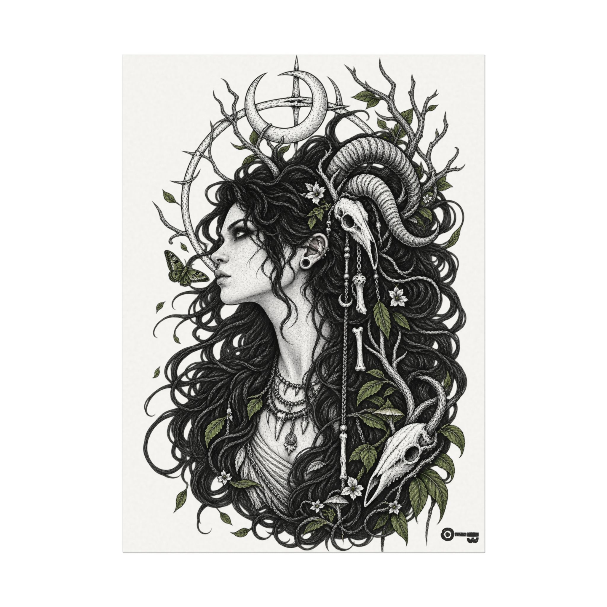 Occult Goddess Art Poster — Textured Watercolor Matte Print
