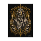 Gothic Veiled Figure Poster — Occult Skull Art Print (Textured Watercolor Matte)