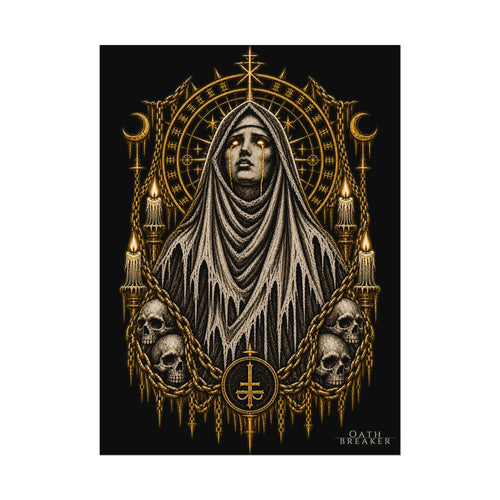 Gothic Veiled Figure Poster — Occult Skull Art Print (Textured Watercolor Matte)