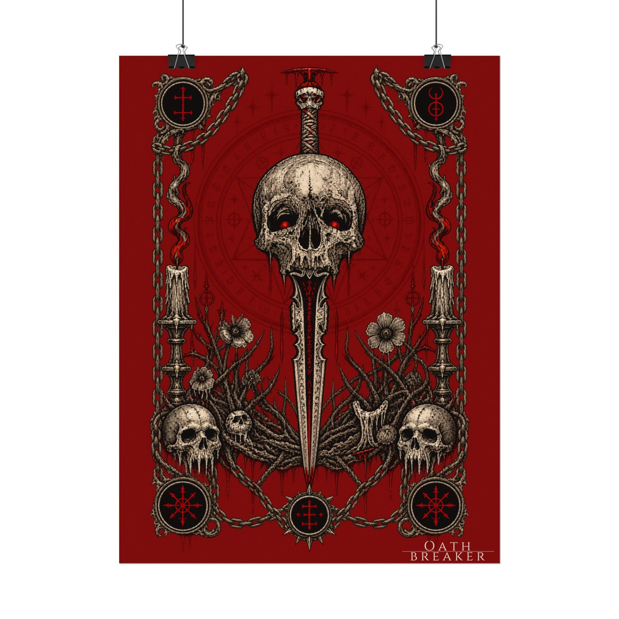 Skull Dagger Art Poster — Dark Gothic Matte Wall Print